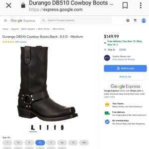 DURANGO Harness Boots, size 8.5US